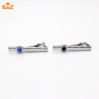 Picture of 2Pc Stone Premium Stainless Steel Tie Clip Bar Set For Men