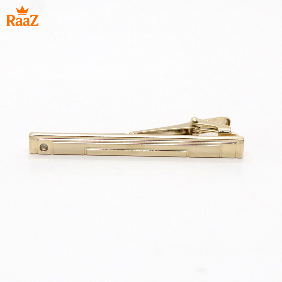 Picture of Golden Floral & Stripe Hybrid Tie Clip for Men