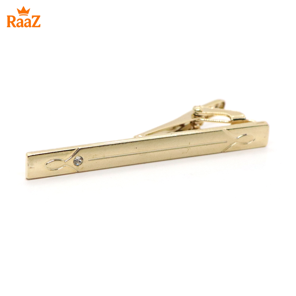 Picture of Golden Crystal Stone Inlay Tie Bar for Men