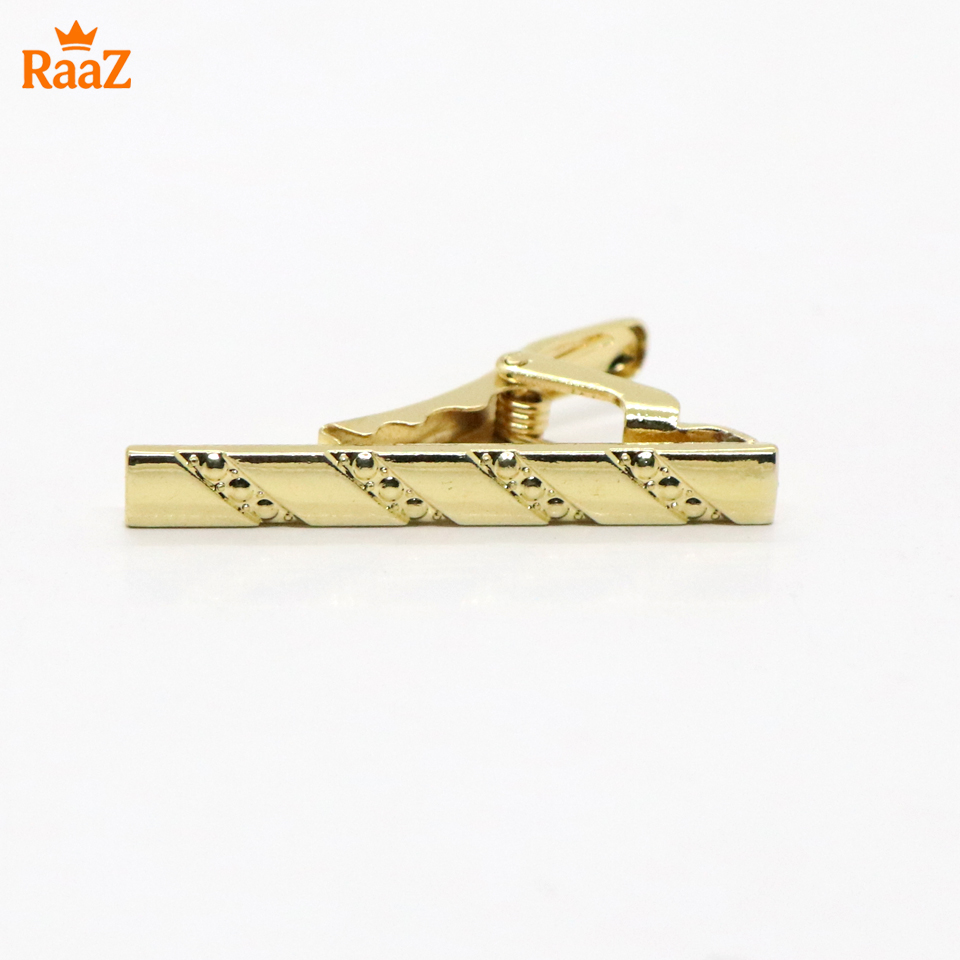 Picture of Golden Vintage Vertical Stripe Tie Clip For Men
