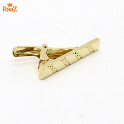 Picture of Golden Vintage Vertical Stripe Tie Clip For Men