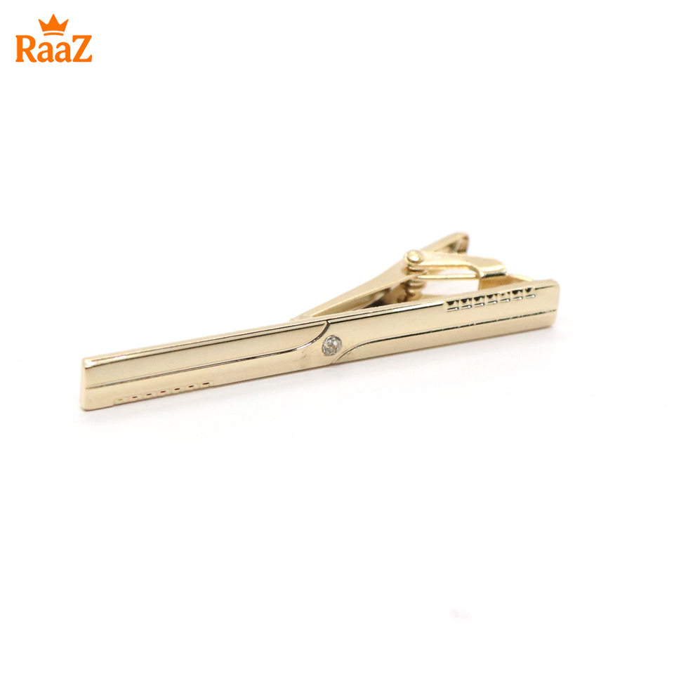 Picture of Golden Polished Stone Accent Tie Clip for Men