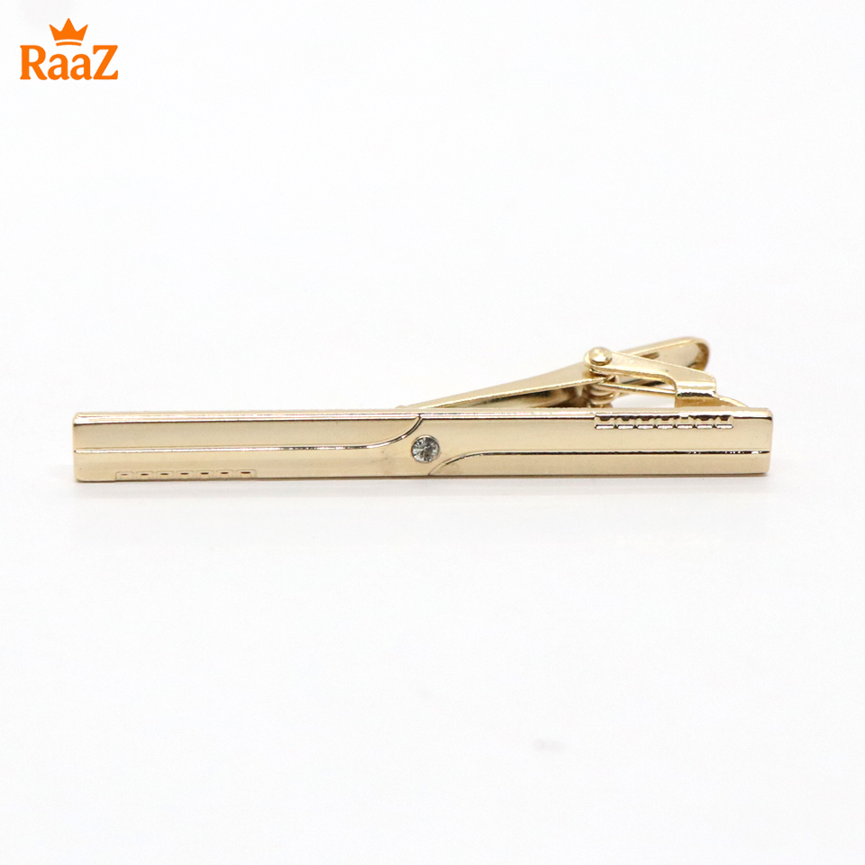 Picture of Golden Polished Stone Accent Tie Clip for Men
