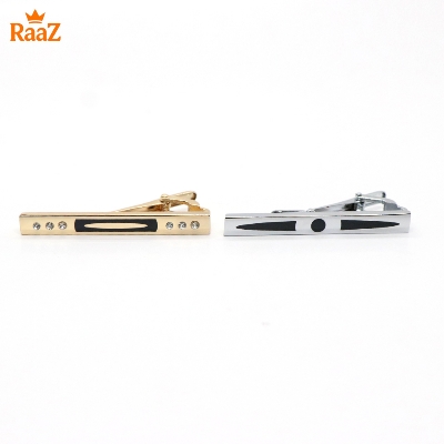 Picture of 2Pc Set Stainless Steel Tie Clip with Mosaic Stone Design for Men