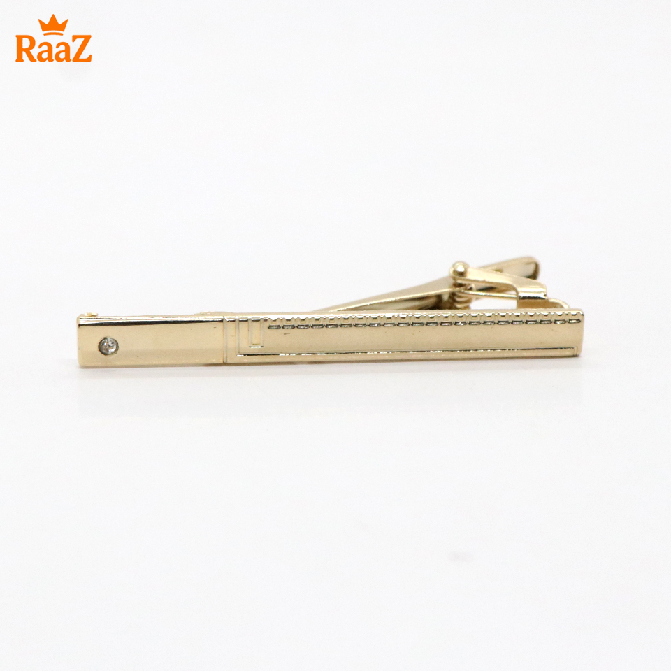 Picture of Golden Antique Floral Patterned Tie Clip for Men