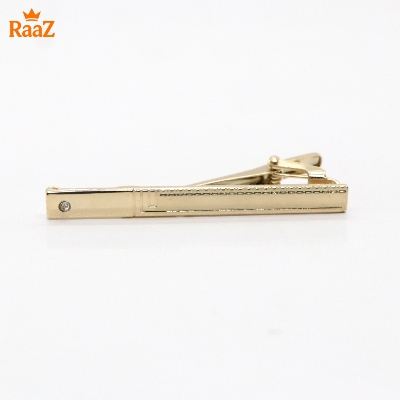 Picture of Golden Antique Floral Patterned Tie Clip for Men