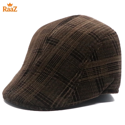Picture of Coffee Velvet Bold Look Wool Newsboy Cap For Men