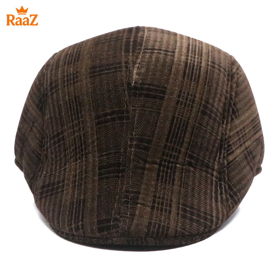 Picture of Coffee Velvet Bold Look Wool Newsboy Cap For Men