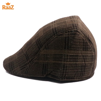 Picture of Coffee Velvet Bold Look Wool Newsboy Cap For Men