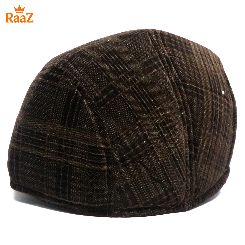 Picture of Coffee Velvet Bold Look Wool Newsboy Cap For Men