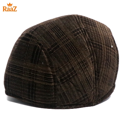 Picture of Coffee Velvet Bold Look Wool Newsboy Cap For Men