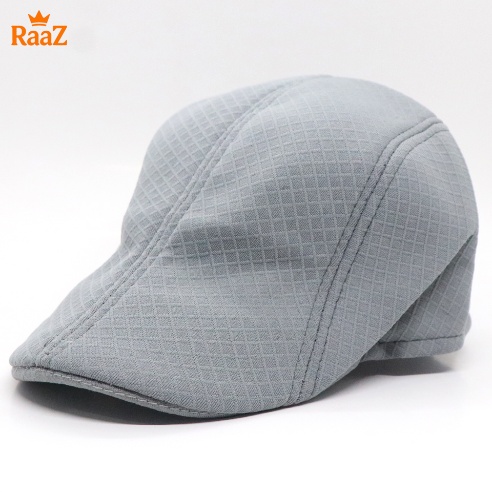 Picture of Silver Small Check Urban Style Wool Driving Cap For Men