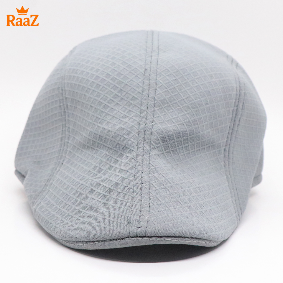 Picture of Silver Small Check Urban Style Wool Driving Cap For Men