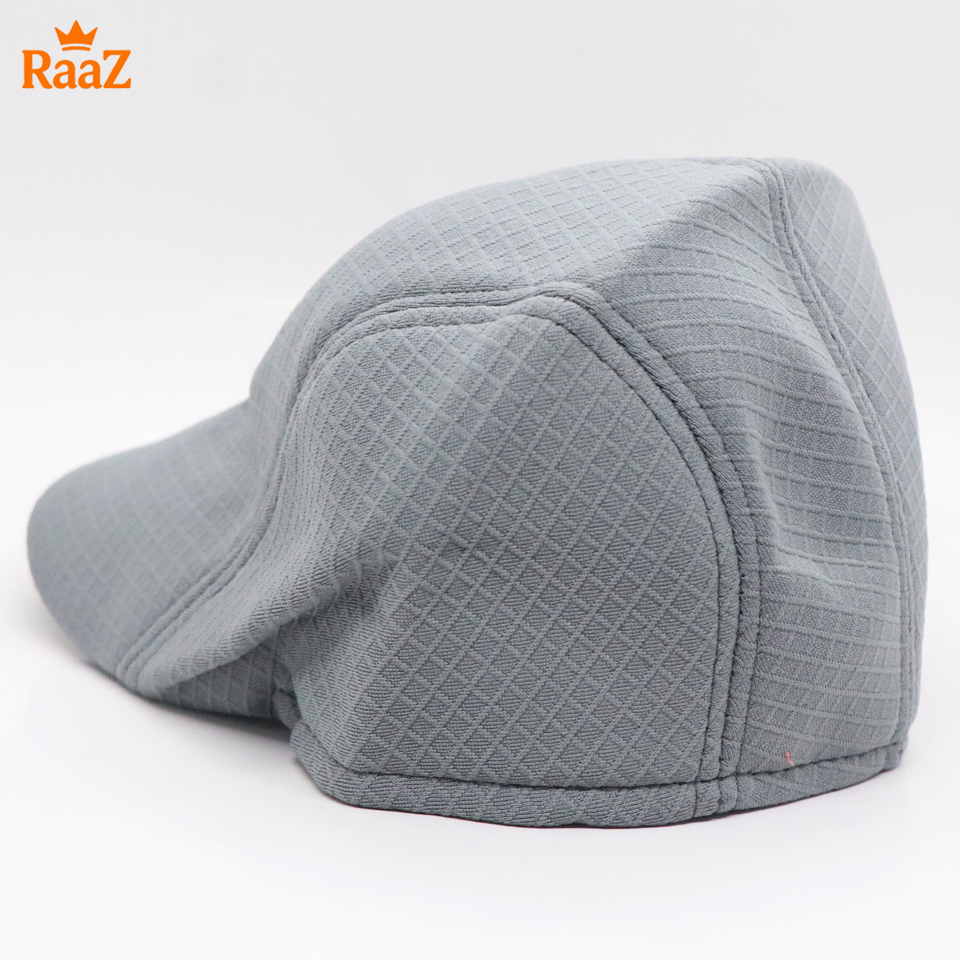 Picture of Silver Small Check Urban Style Wool Driving Cap For Men