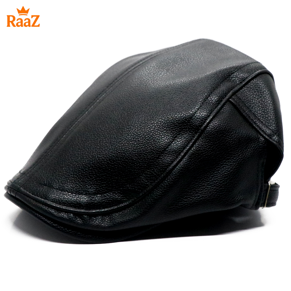 Picture of Black Leather Beret Vintage Hat For Men