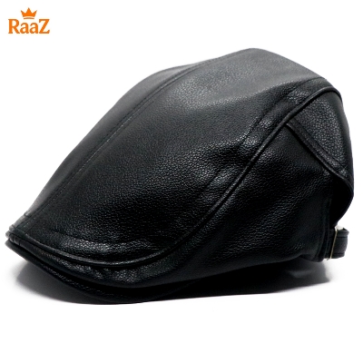 Picture of Black Leather Beret Vintage Hat For Men