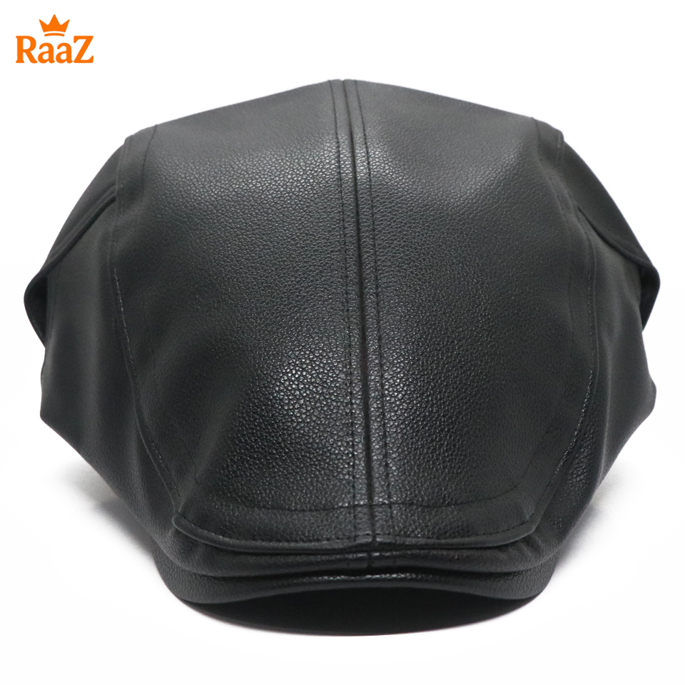 Picture of Black Leather Beret Vintage Hat For Men