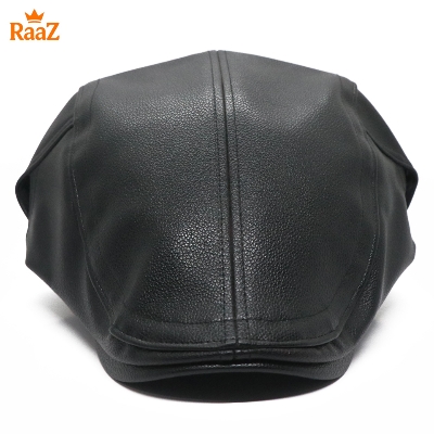 Picture of Black Leather Beret Vintage Hat For Men