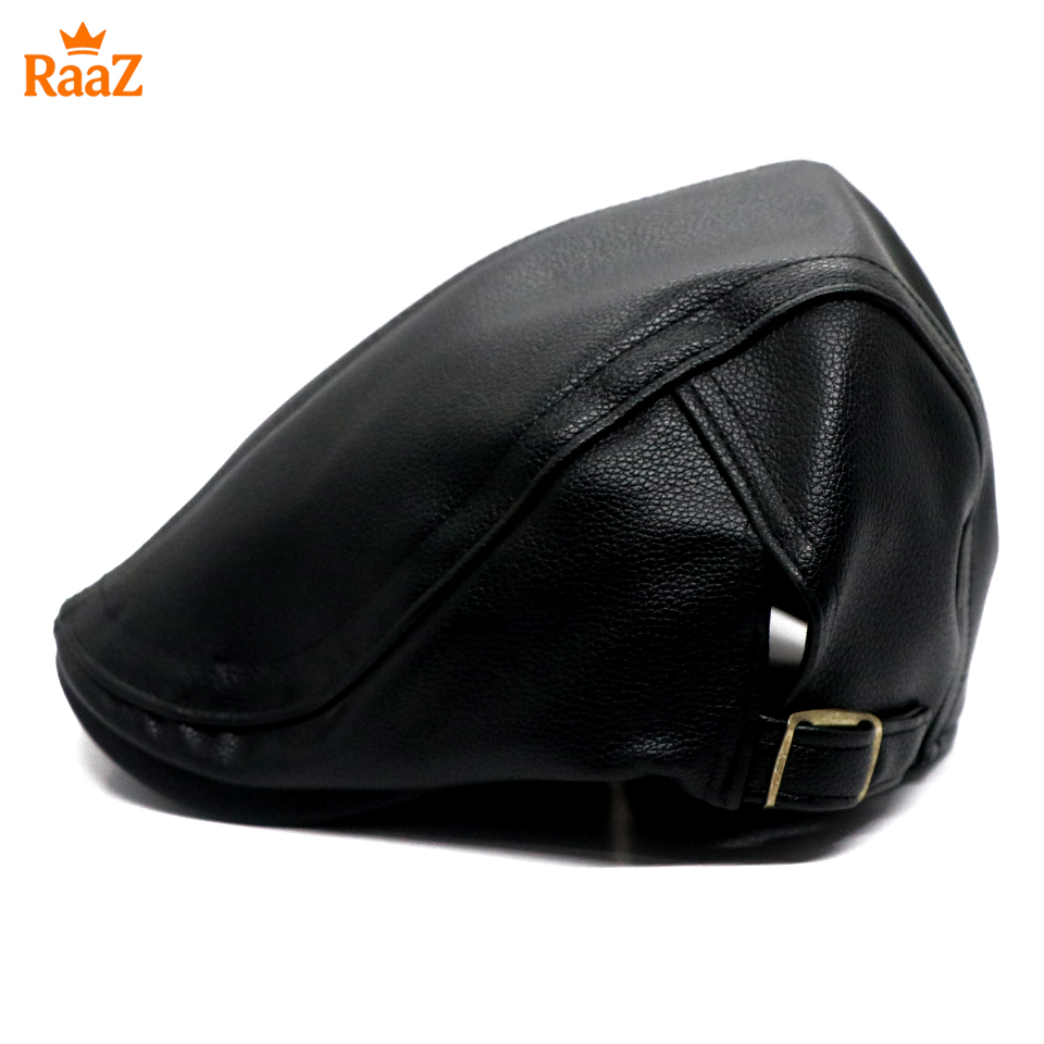 Picture of Black Leather Beret Vintage Hat For Men