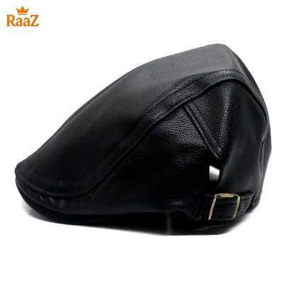 Picture of Black Leather Beret Vintage Hat For Men