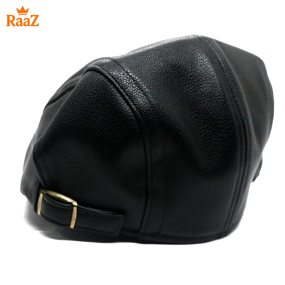 Picture of Black Leather Beret Vintage Hat For Men