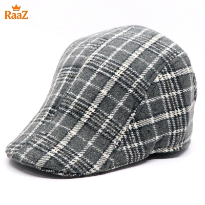 Picture of Grey White Check Vintage Elegance Wool Hat For Men