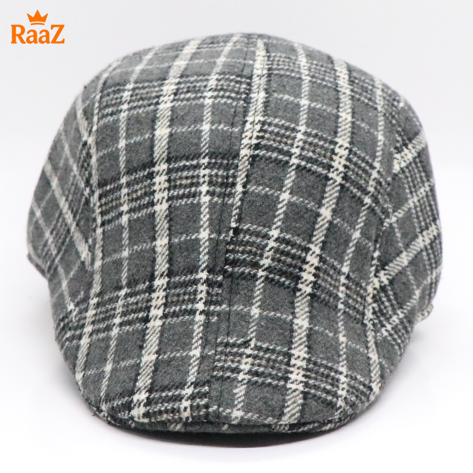 Picture of Grey White Check Vintage Elegance Wool Hat For Men