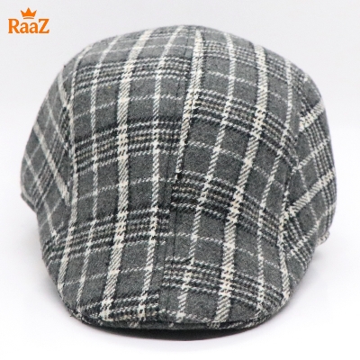 Picture of Grey White Check Vintage Elegance Wool Hat For Men