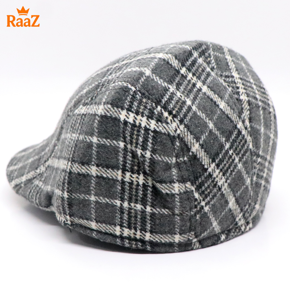 Picture of Grey White Check Vintage Elegance Wool Hat For Men