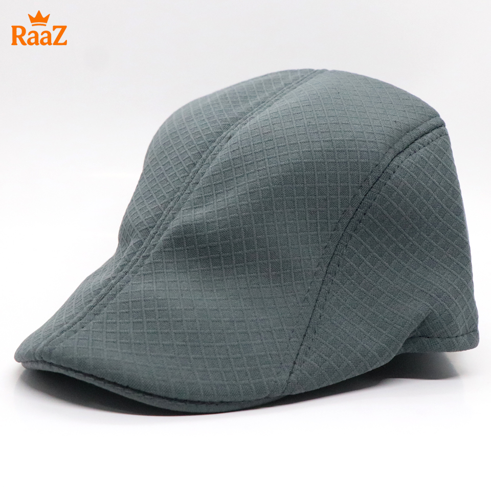 Picture of Grey Small Check Modern Gentleman Wool Flat Cap For Men