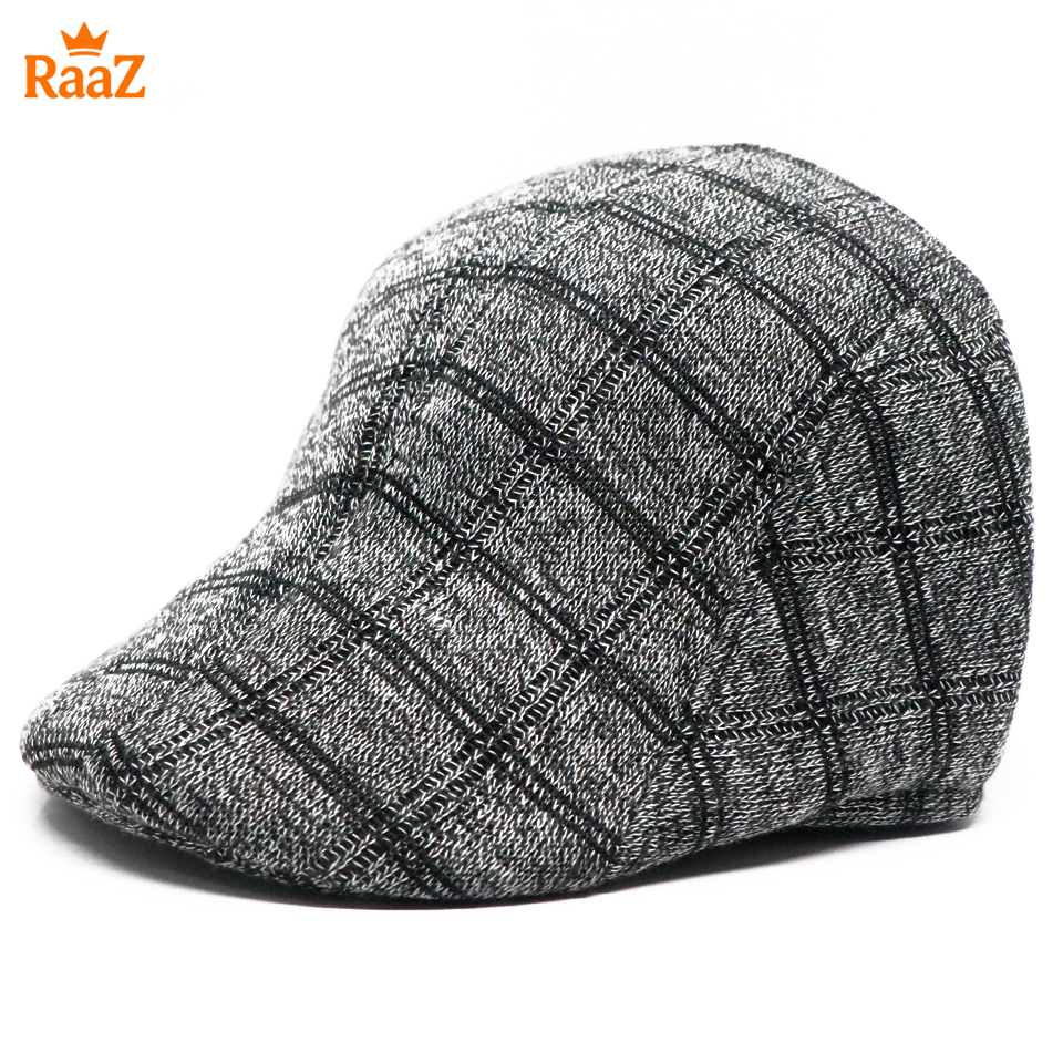Picture of Grey Check Retro Charm Wool Checkered Cap For Men
