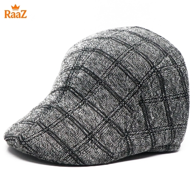 Picture of Grey Check Retro Charm Wool Checkered Cap For Men
