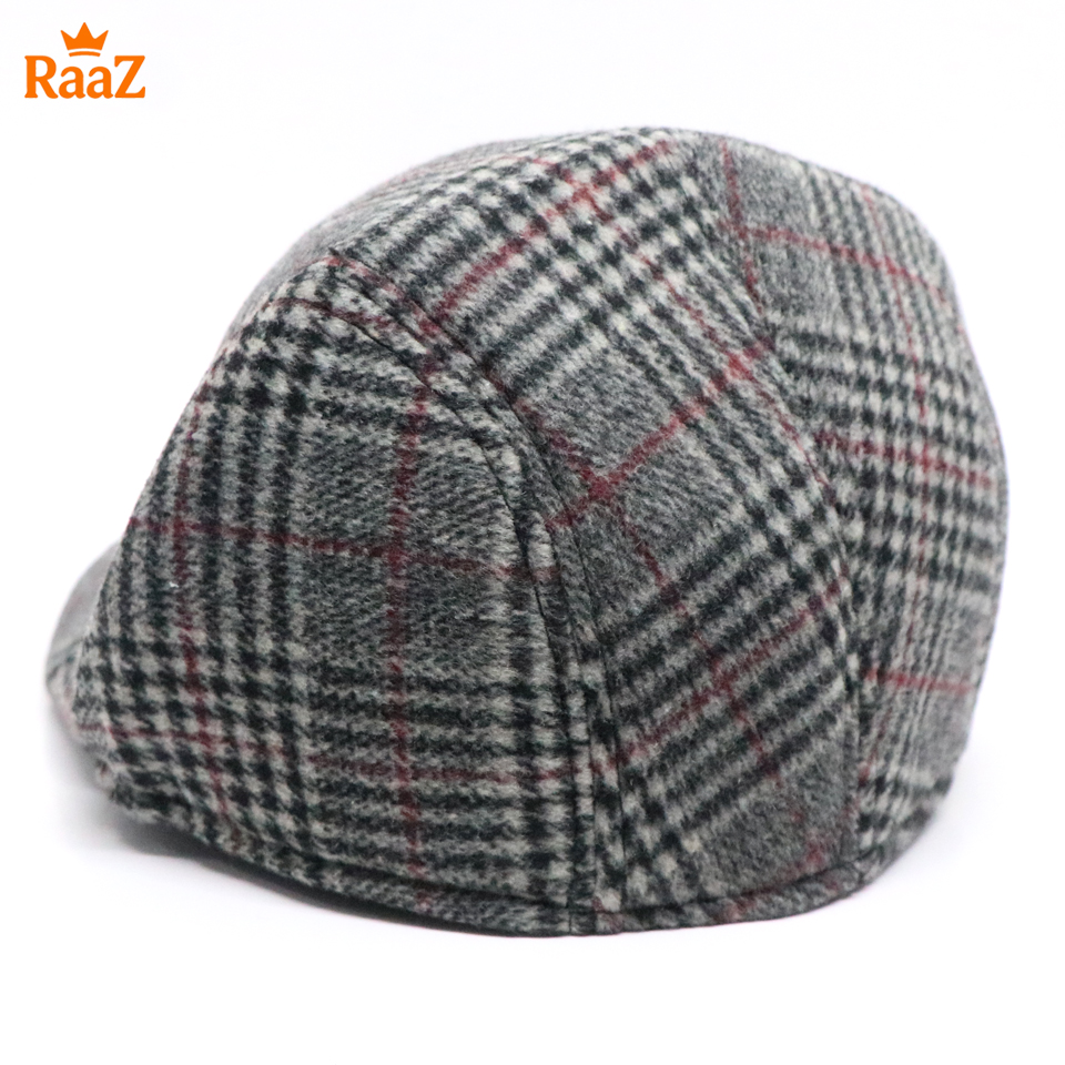 Picture of Grey Check Red Line Timeless Wool Check Flat Cap For Men