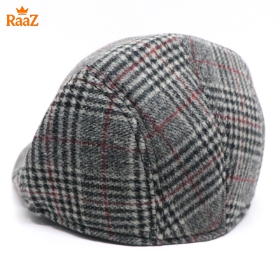 Picture of Grey Check Red Line Timeless Wool Check Flat Cap For Men