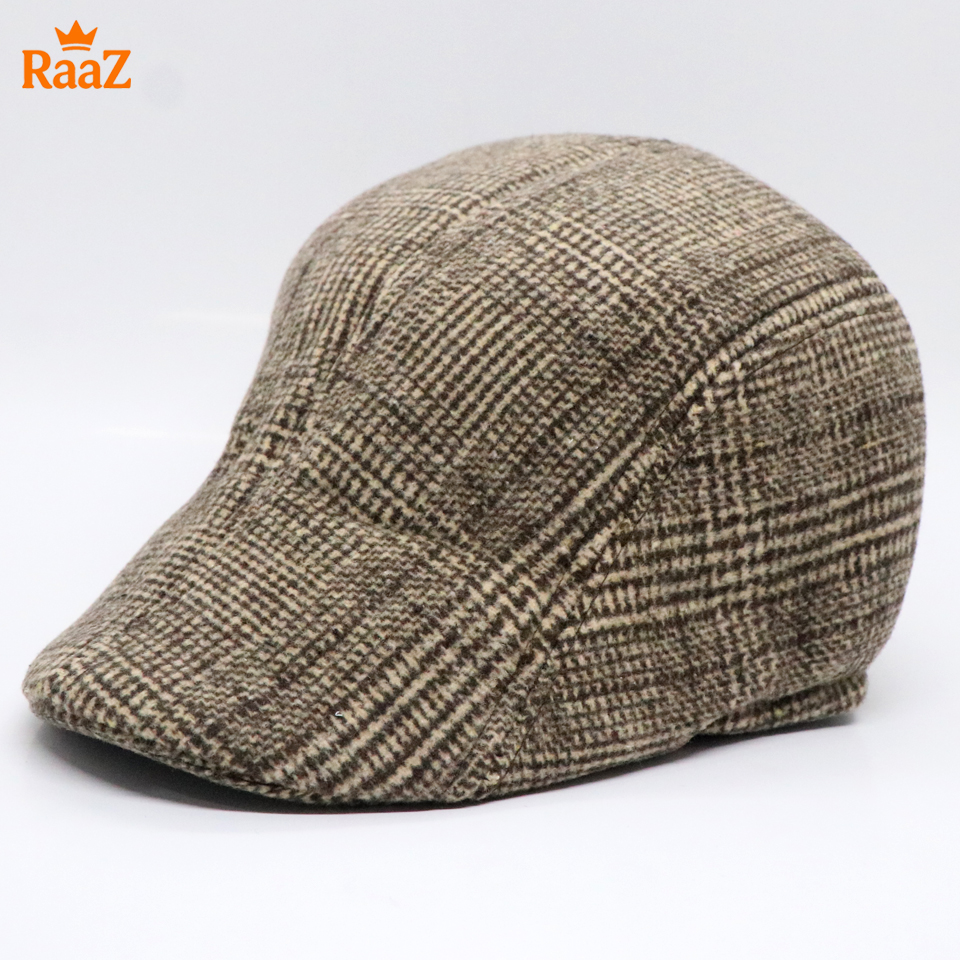 Picture of Brown Check Classic Heritage Wool Ivy Cap For Men