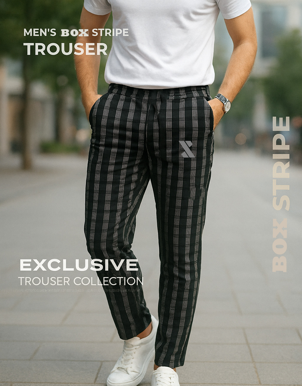 Picture of SMUG Premium Box Dot Stripe Trouser - Perfect For Casual Wear