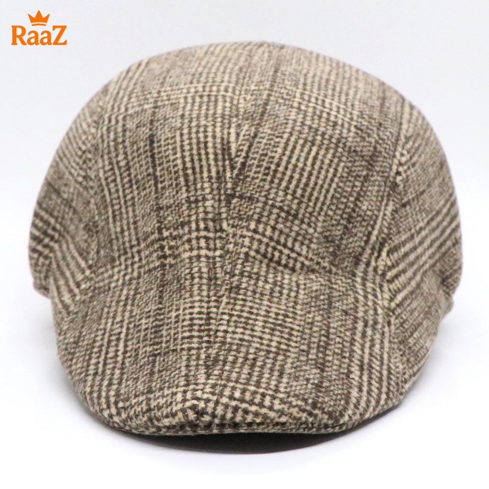 Picture of Brown Check Classic Heritage Wool Ivy Cap For Men
