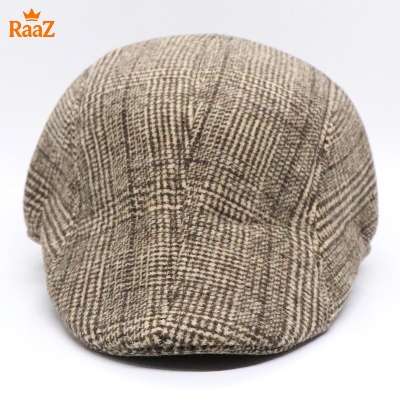 Picture of Brown Check Classic Heritage Wool Ivy Cap For Men