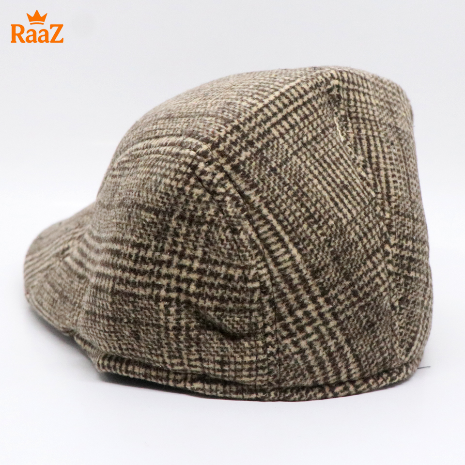 Picture of Brown Check Classic Heritage Wool Ivy Cap For Men