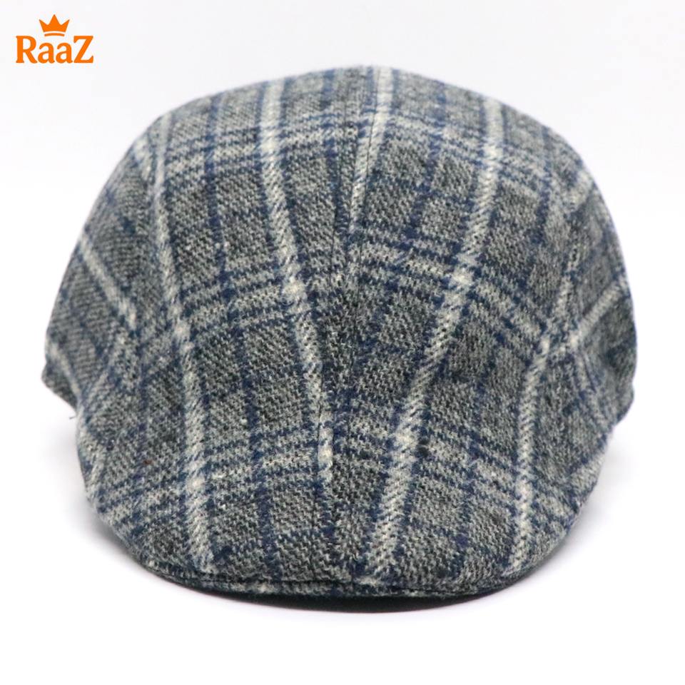 Picture of Navy Blue Check Streetwise Wool Panel Cap For Men