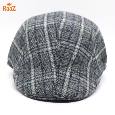 Picture of Navy Blue Check Streetwise Wool Panel Cap For Men