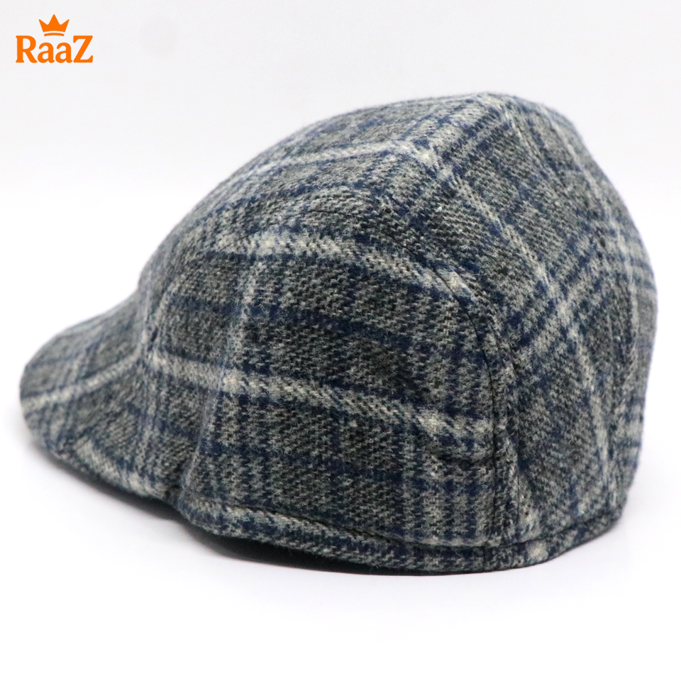 Picture of Navy Blue Check Streetwise Wool Panel Cap For Men