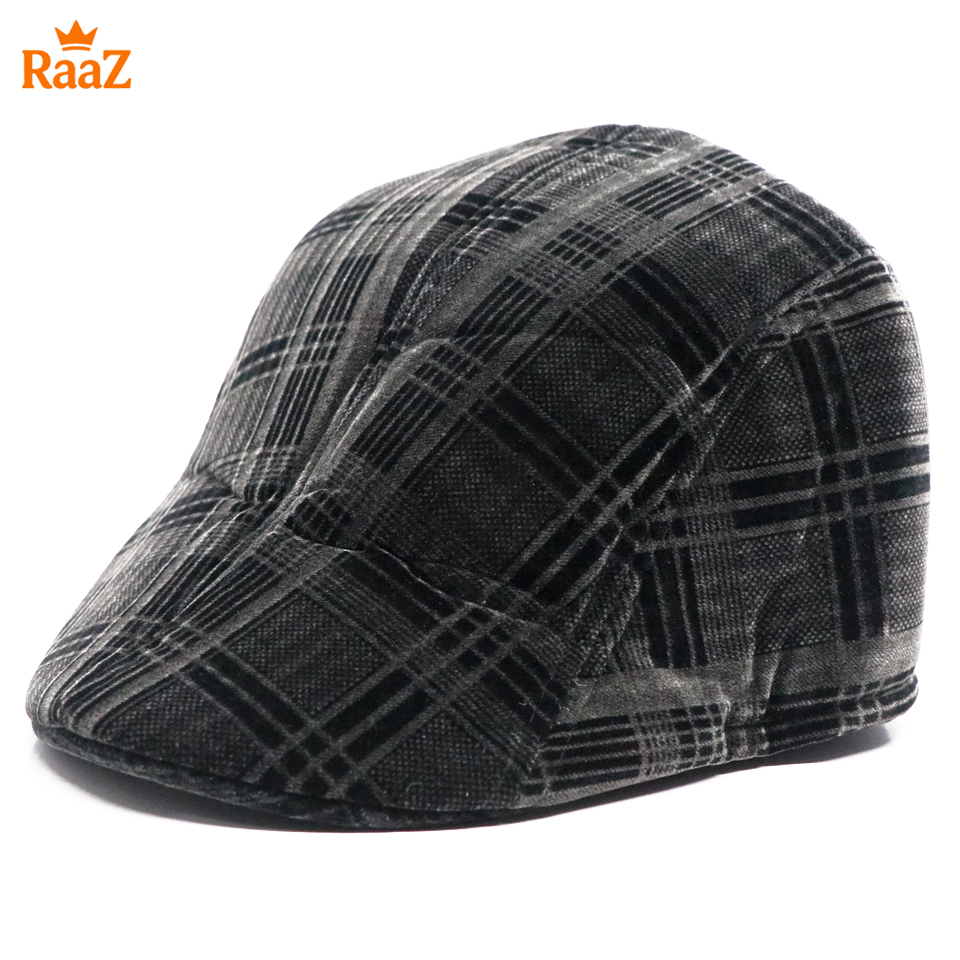 Picture of Black Velvet Bold Look Wool Newsboy Cap For Men
