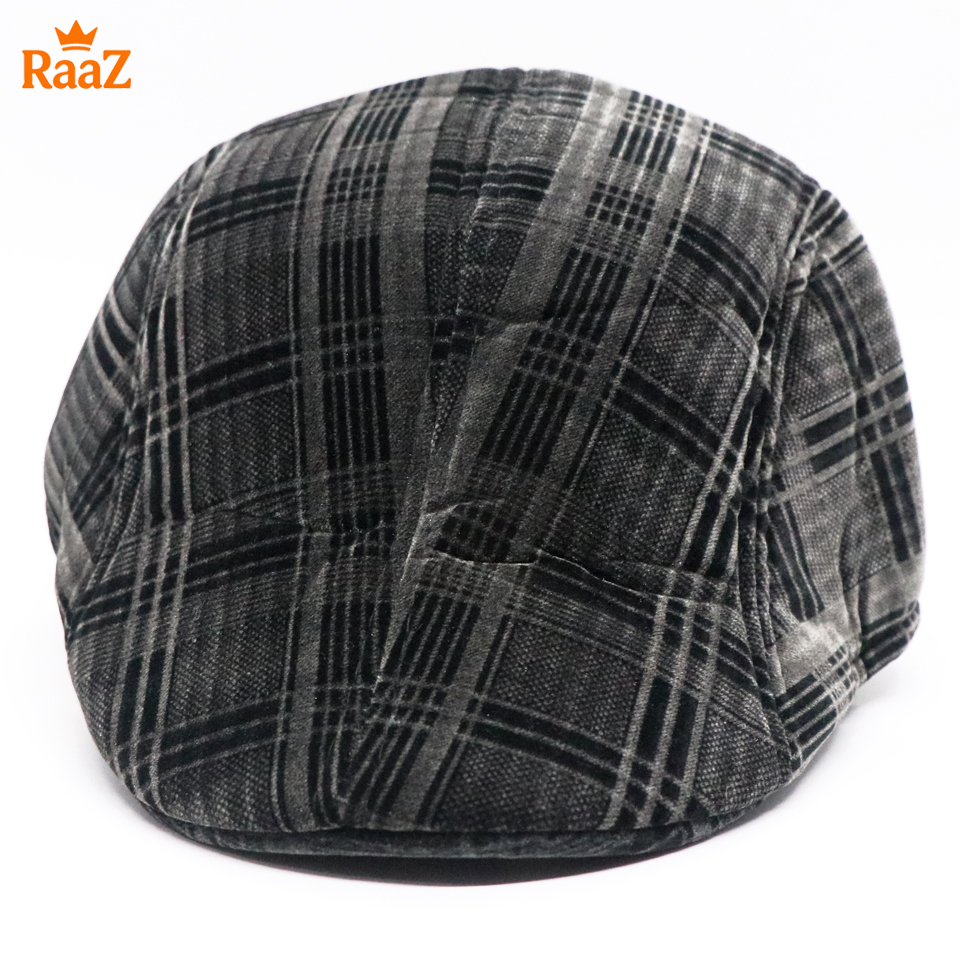 Picture of Black Velvet Bold Look Wool Newsboy Cap For Men