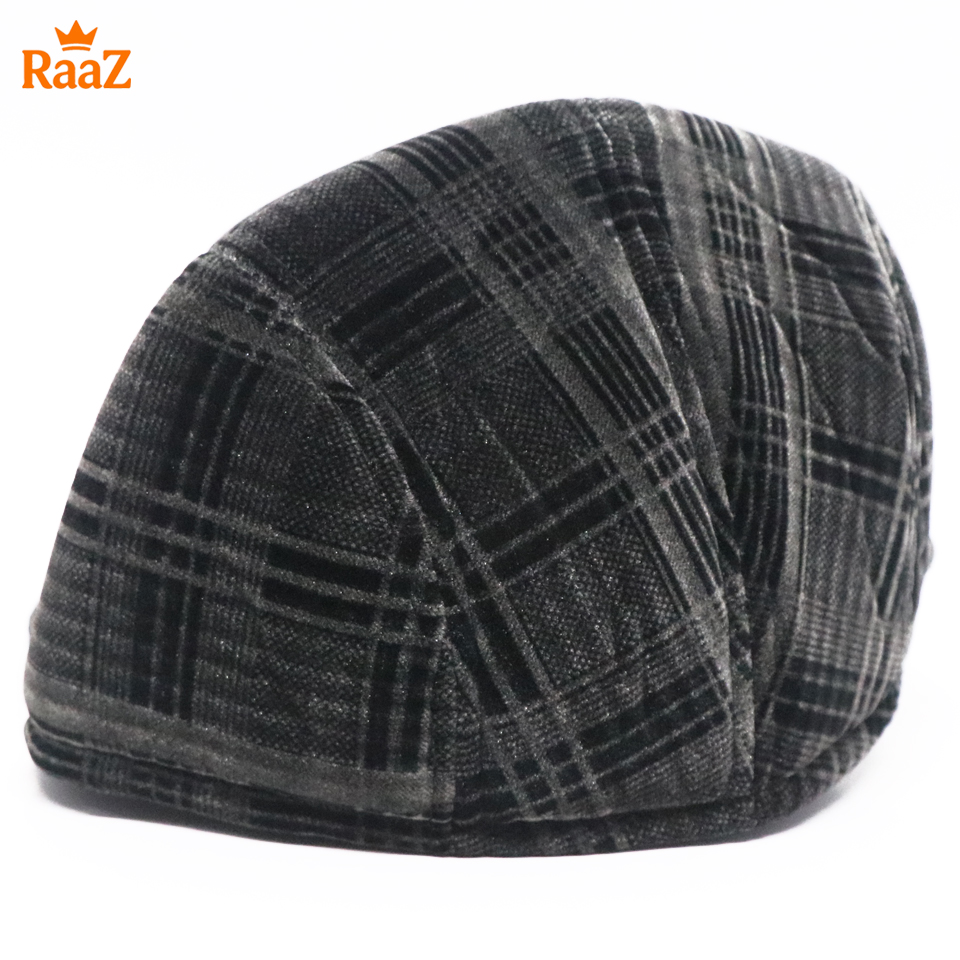 Picture of Black Velvet Bold Look Wool Newsboy Cap For Men