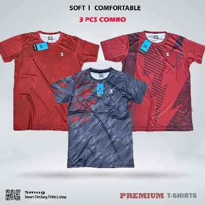 Picture of SMUG Premium Combo Offer T-shirt - Grey , Red and Maroon