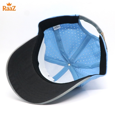 Picture of Sky Blue Velvet GG Embroidery Logo Cotton Curved Visor Cap