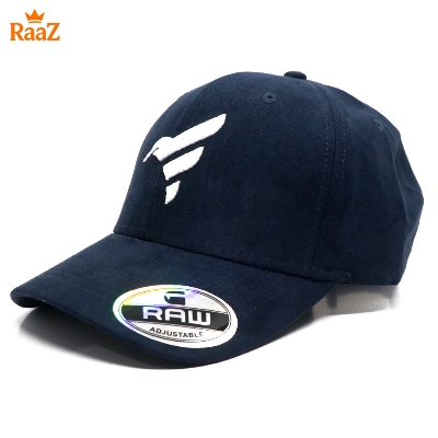 Picture of Navy Blue Velvet Fabric Embroidery Logo Curved Visor Cap