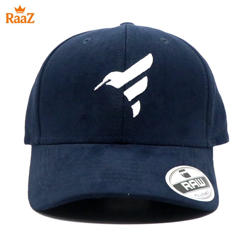 Picture of Navy Blue Velvet Fabric Embroidery Logo Curved Visor Cap