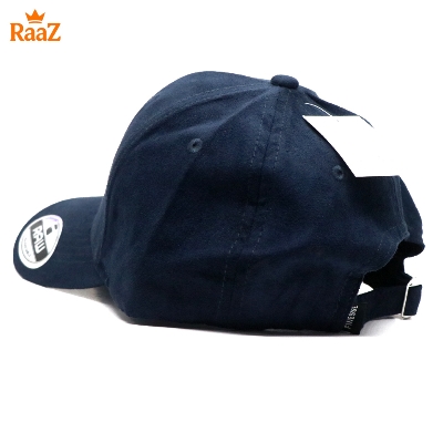 Picture of Navy Blue Velvet Fabric Embroidery Logo Curved Visor Cap